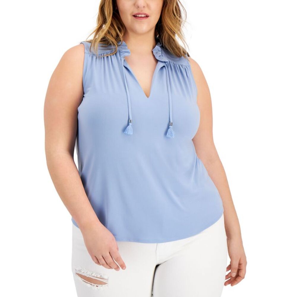 INC International Concepts Plus Size Tassel Tie Top